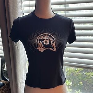 Courtney Love  crop top cap sleeves
